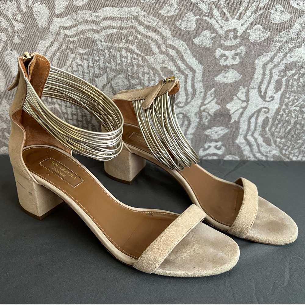 Aquazzura block heel sandals, pre-owned, size 9 US